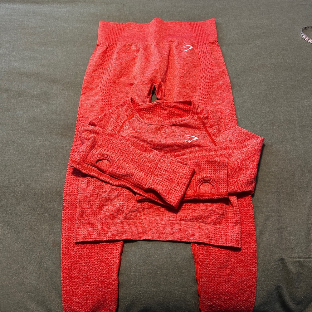 Vibrant Red/Orange Leggings Set